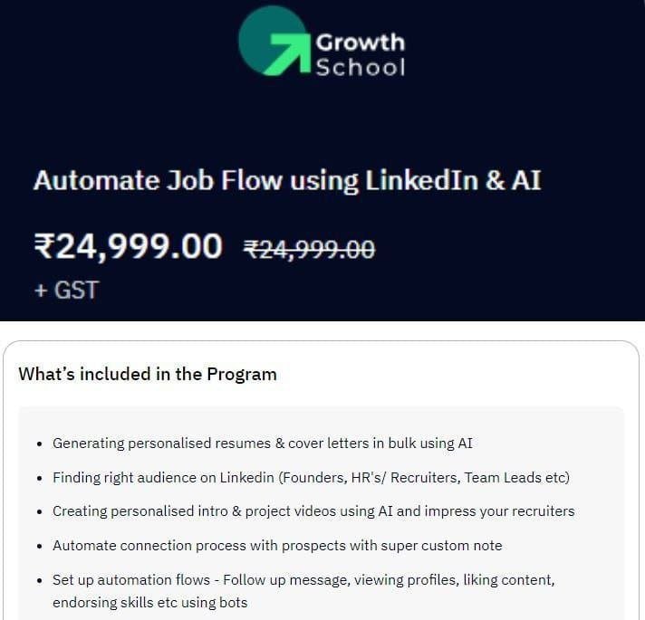 Growth School - Automate Job Flow Using LinkedIn & AI by Vaibhav Sisinty