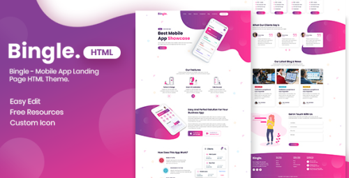 More information about "Bingle - Mobile App Landing Page HTML Theme"